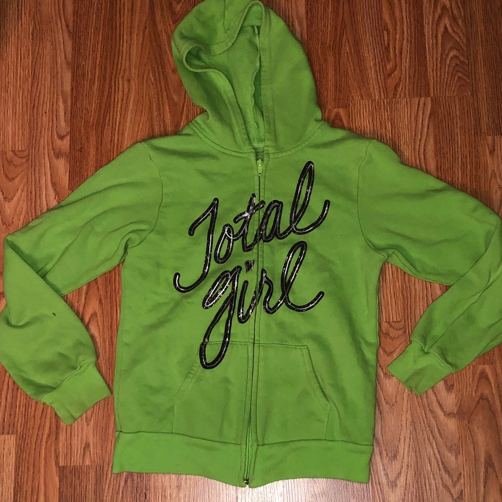 Neon Green cute Total Girl full zip hoodie